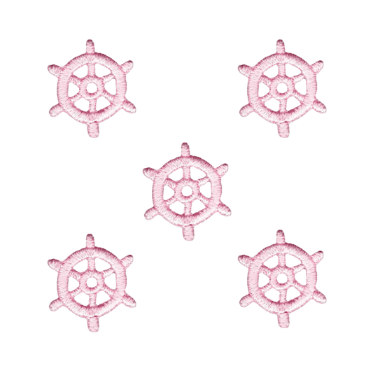Tiny Nautical Wheel (5-PAck) Iron on Patch - Pink