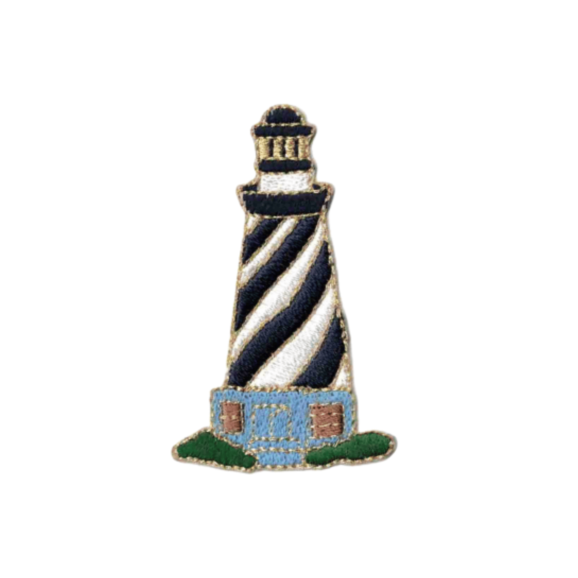 A Lighthouse Patches (3-Pack) Lighthouse Embroidered Iron on Patch Appliques is shown on a white background.