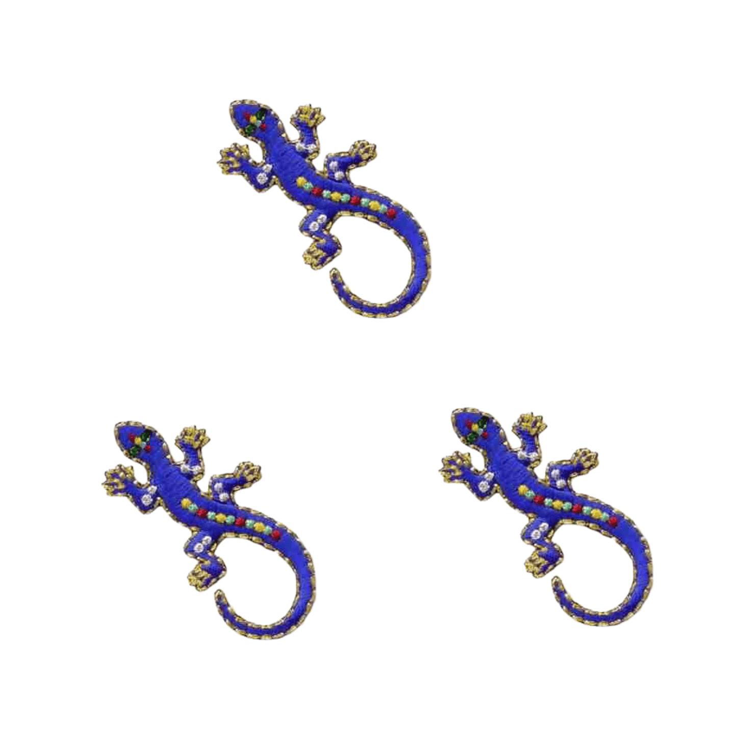 Royal Blue Jewel Lizard (3- Pack) Reptile Iron On Patch