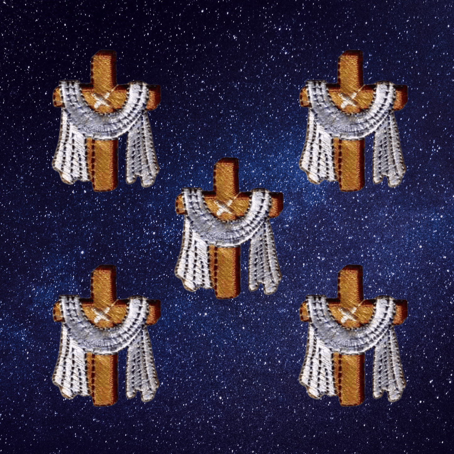 (5-Pack) Jesus Cross with Robe Christian Iron On Patch