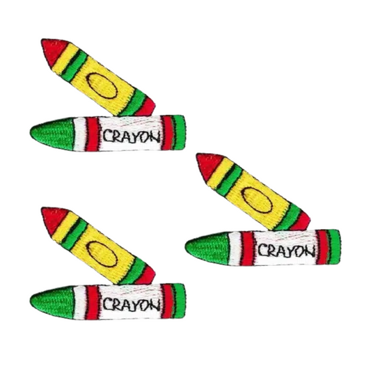 Double Crayons Embroidered (3-Pack) Iron On Patch