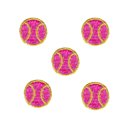 Tiny Tennis Ball (5-Pack) Sport Iron on Patch - Fuchsia