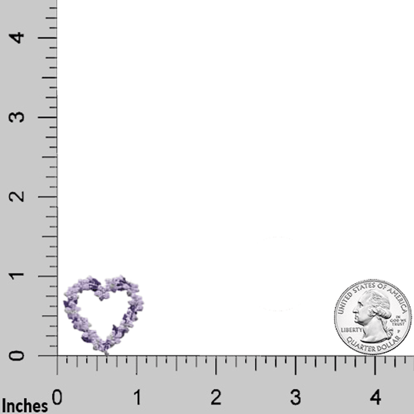 A Purple Heart Patches (5-Pack) Floral Embroidered Iron On Patch Applique - SMALL-shaped coin with a ruler next to it.