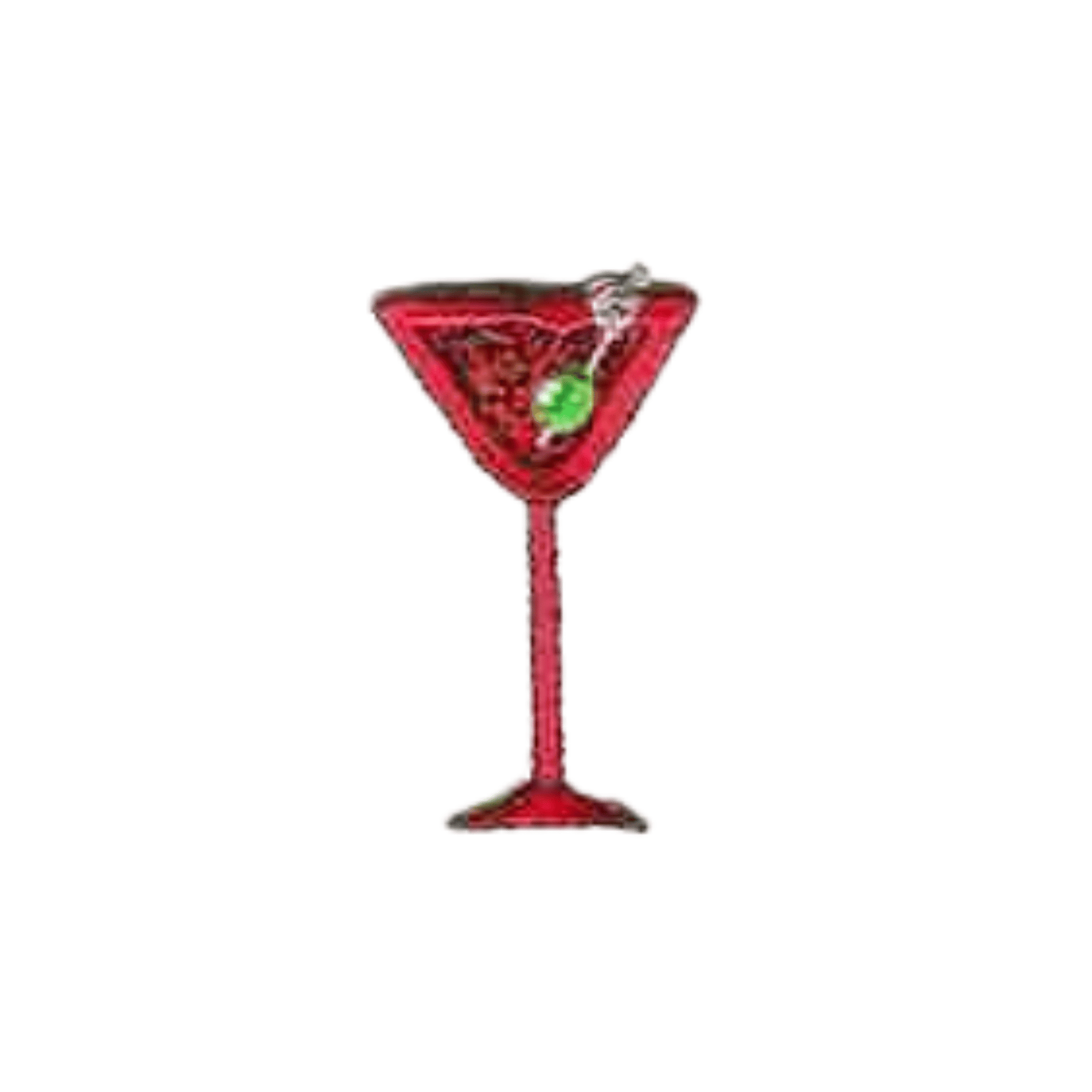 Add a pop of flair to your kitchen decor with Laughing Lizards' Red Martini and Olive Beverage (5-Pack) Iron On Patch, featuring a red cocktail in a martini glass with olive garnish in a dazzling beaded look.