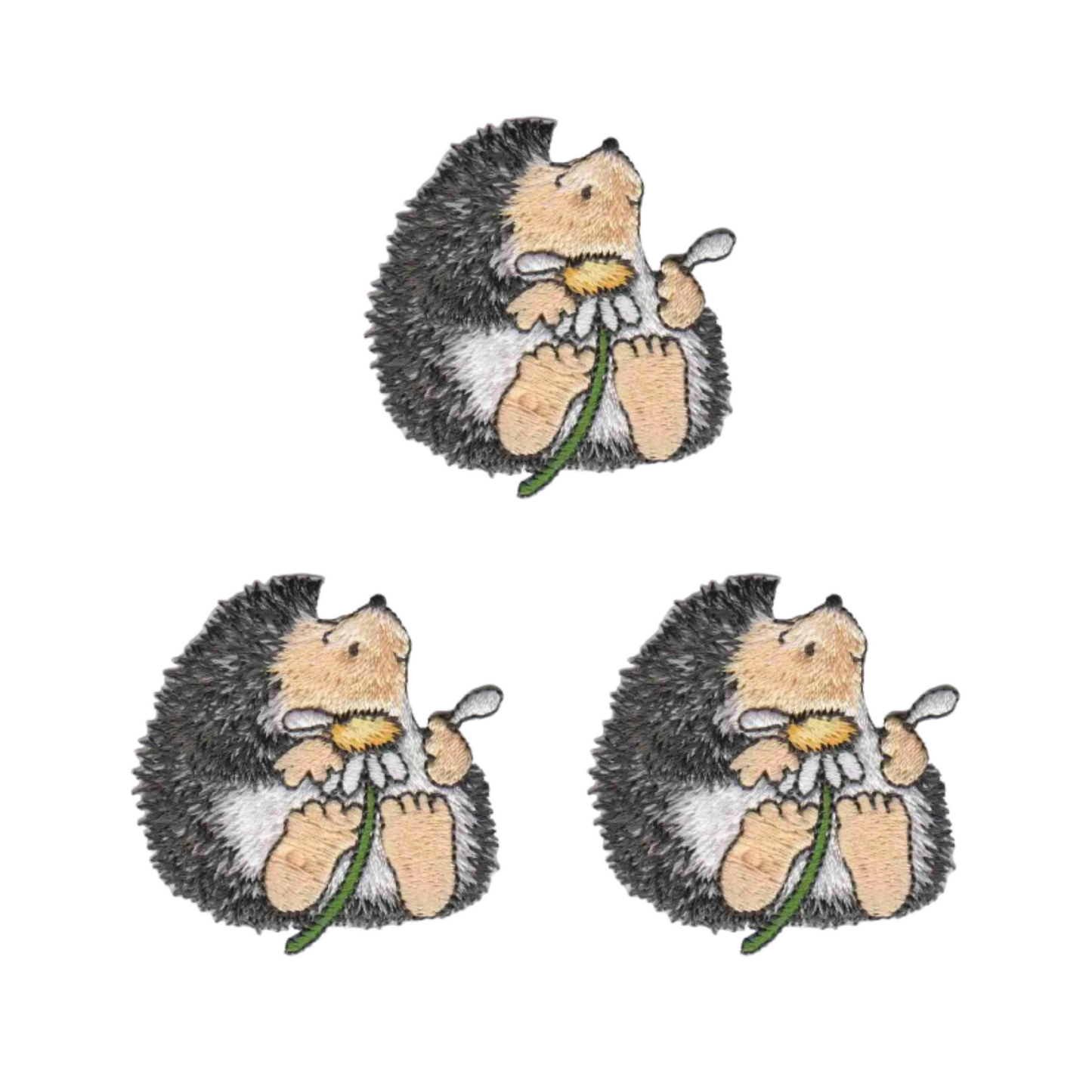 Cute Hedgehog with Daisy (3 Pack) Iron On Patch