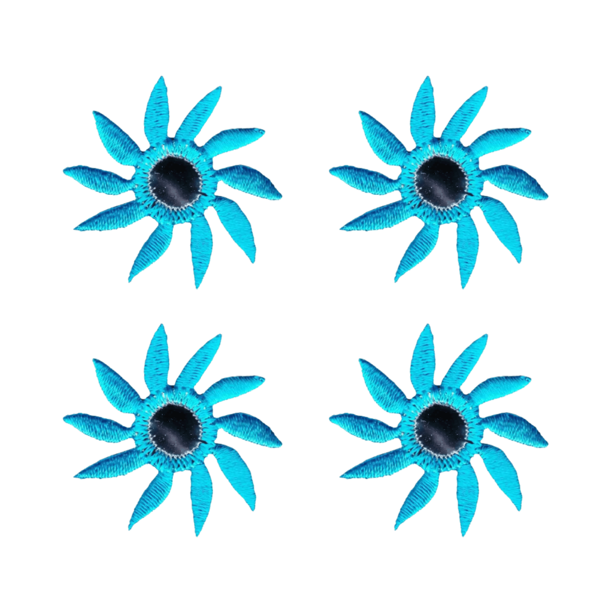 Mirrored Pinwheel Flower (4-Pack) Iron On Patch - Blue – Laughing Lizards
