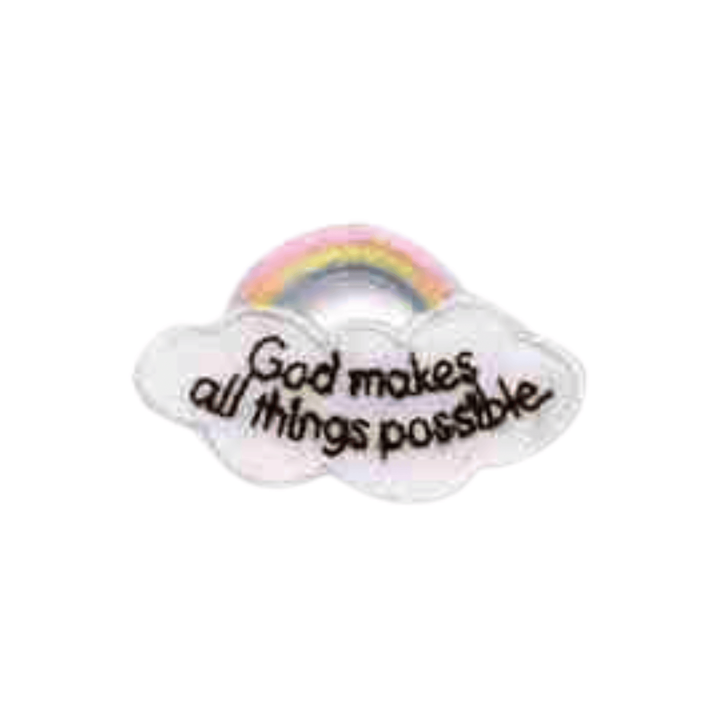 Rainbow Cloud with script "God Makes All Things Possible" (5-Pack) Embroidered Iron On Patch