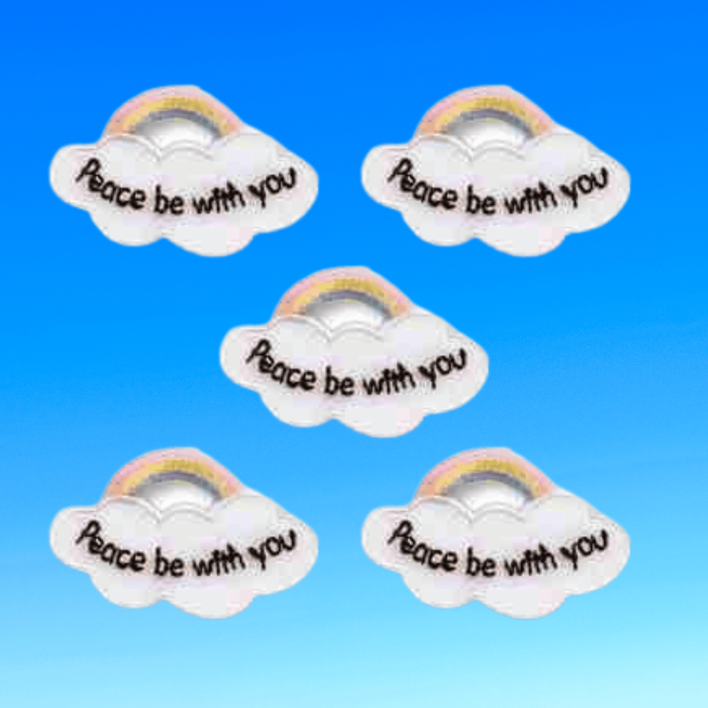Rainbow Cloud with "Peace Be With You" (5-Pack) Embroidered Iron on Patch