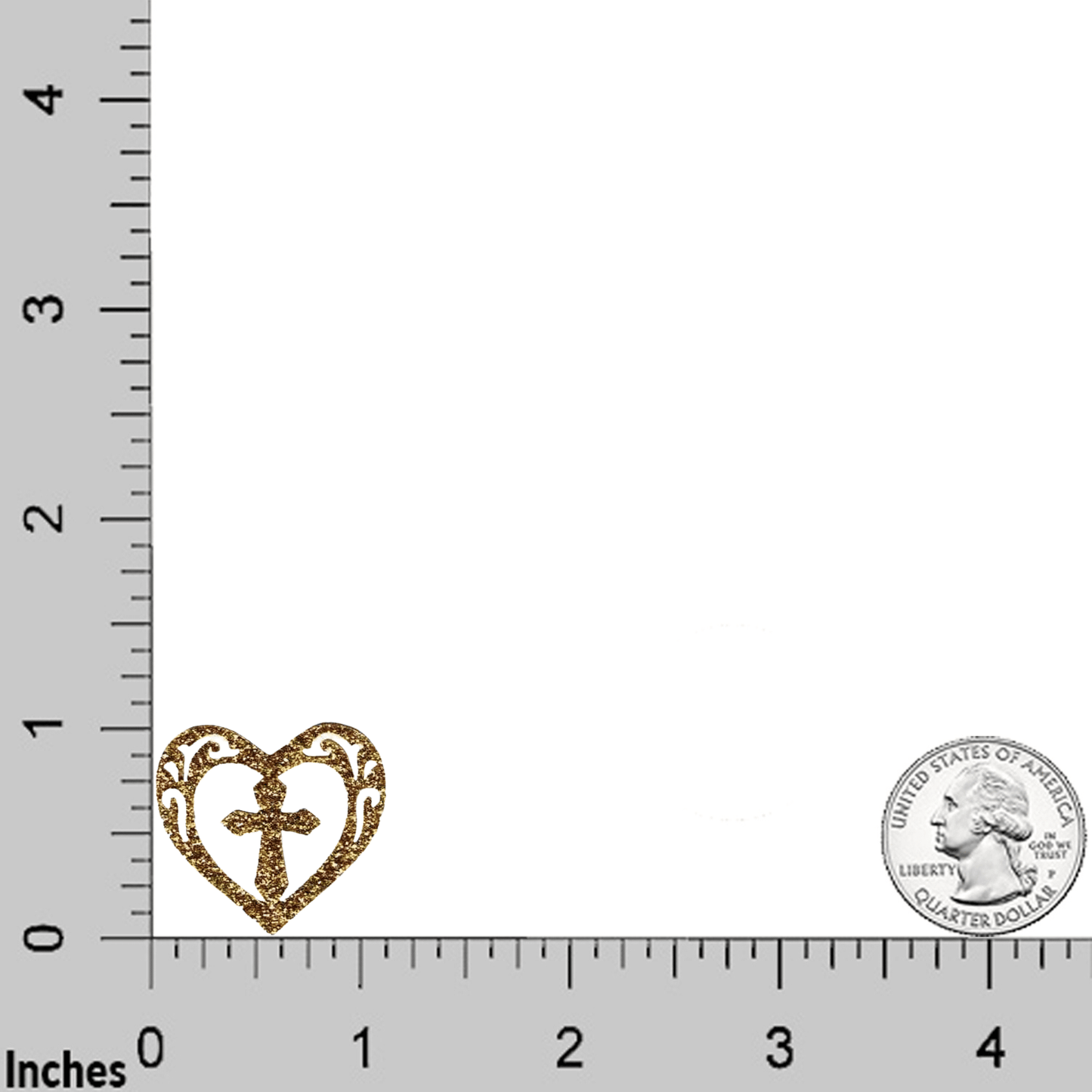 Gold Glitter Cross in Heart (4-Pack) Iron On Patch