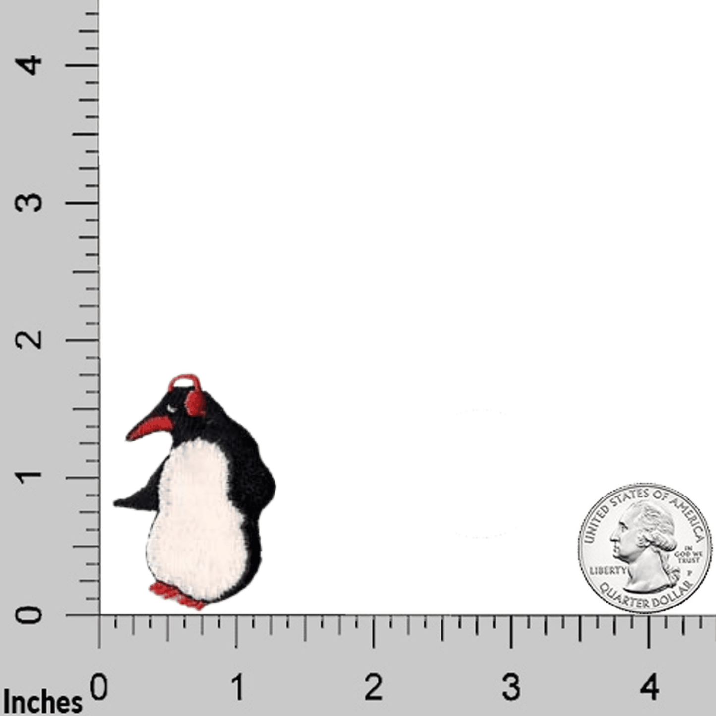 Christmas Penguin with Earmuffs Iron On Patch