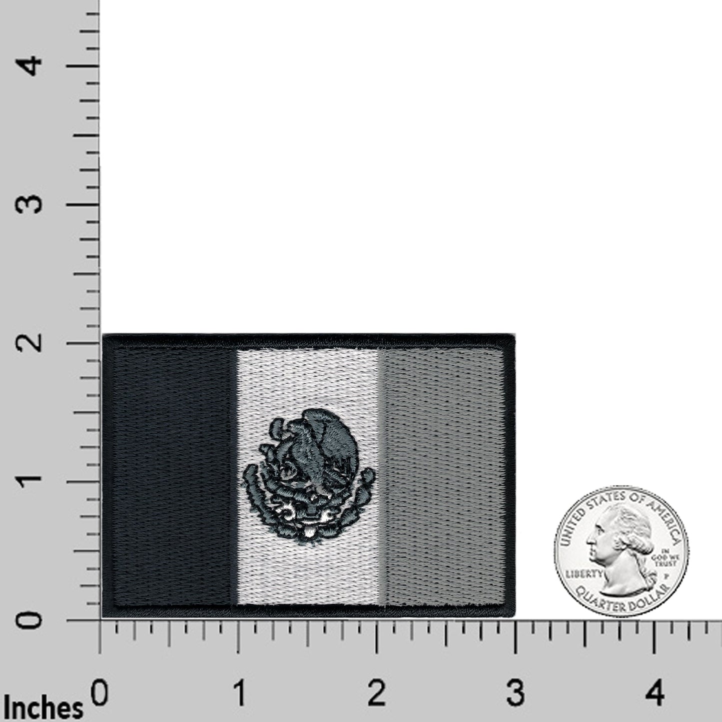 Black Mexican Flag Patches (2-Pack) Mexico Flag Embroidered Iron On Patch Appliques