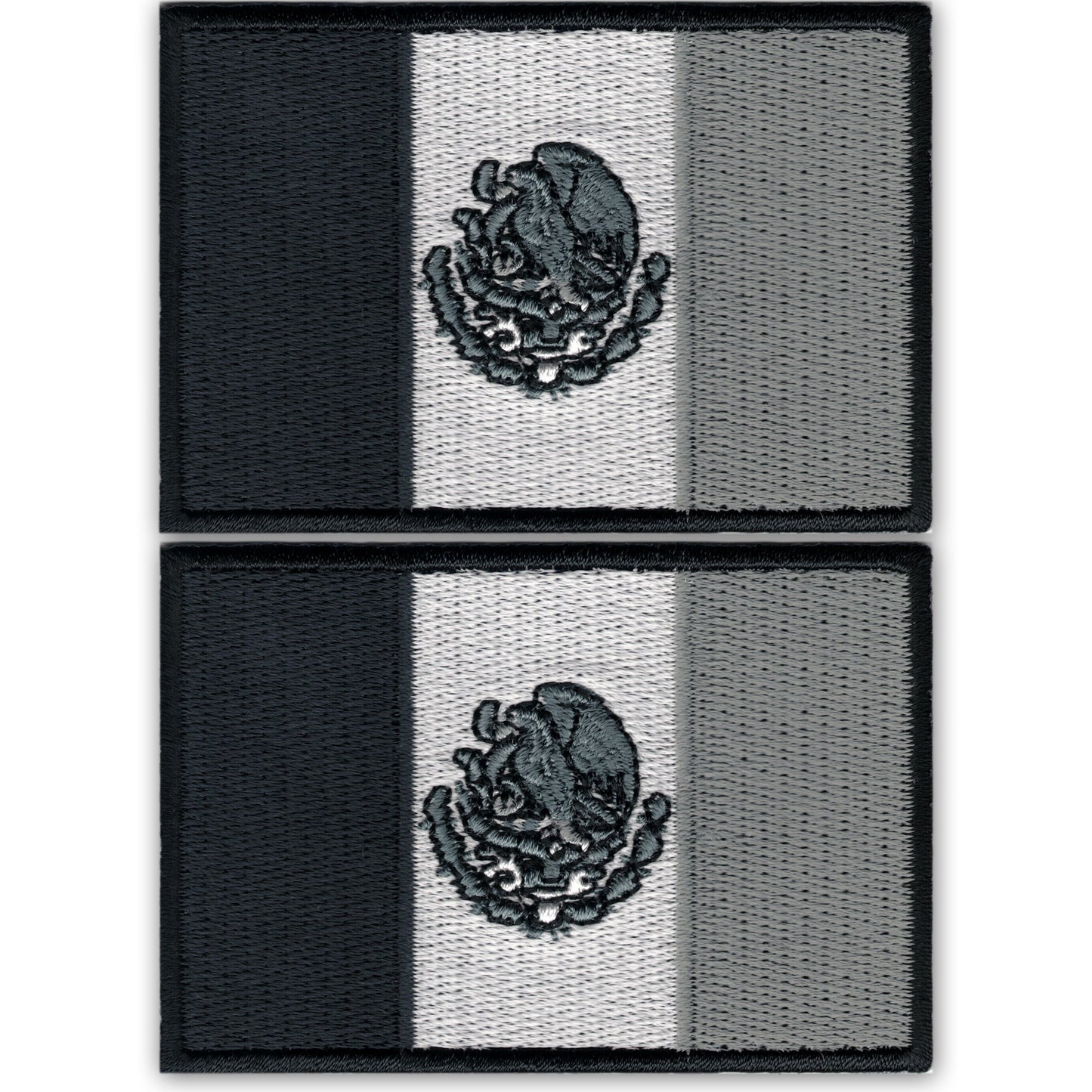 Black Mexican Flag Patches (2-Pack) Mexico Flag Embroidered Iron On Patch Appliques
