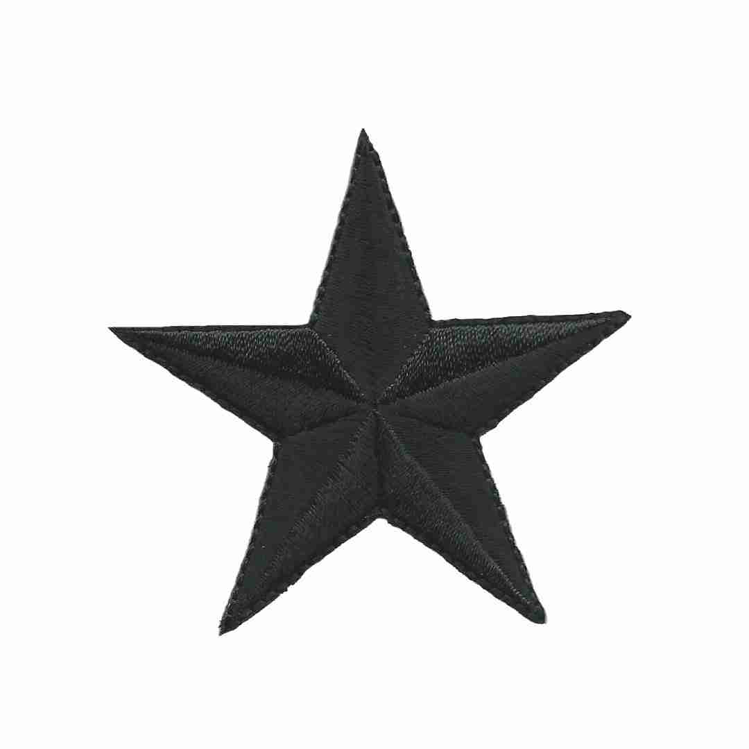 A 2.5 Inch Star Iron On Patch (5 Pack) embroidered on a white background.