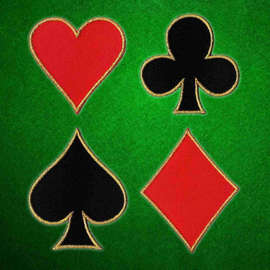 A set of Card Suit Symbols 4 Pack Iron On Patch.