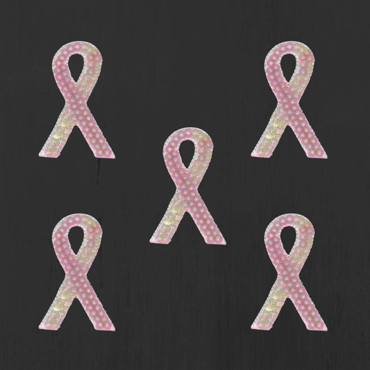 Breast Cancer Patches (5-Pack) Awareness Sequined Iron On Patch Appliques