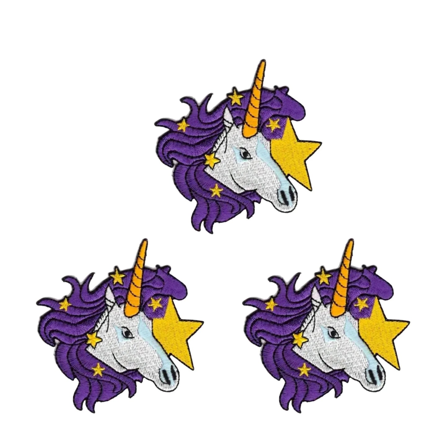 Embroidered Unicorn with Stars (3-Pack) Iron On Patch