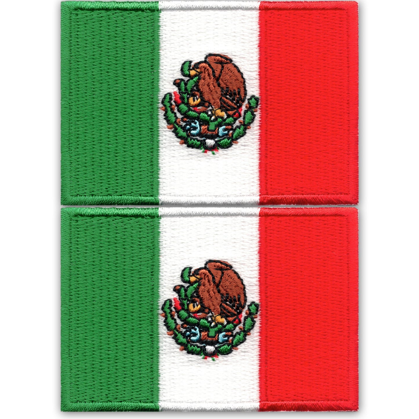 Mexican Flag Patches (2-Pack) Mexico Flag Embroidered Iron On Patch Appliques