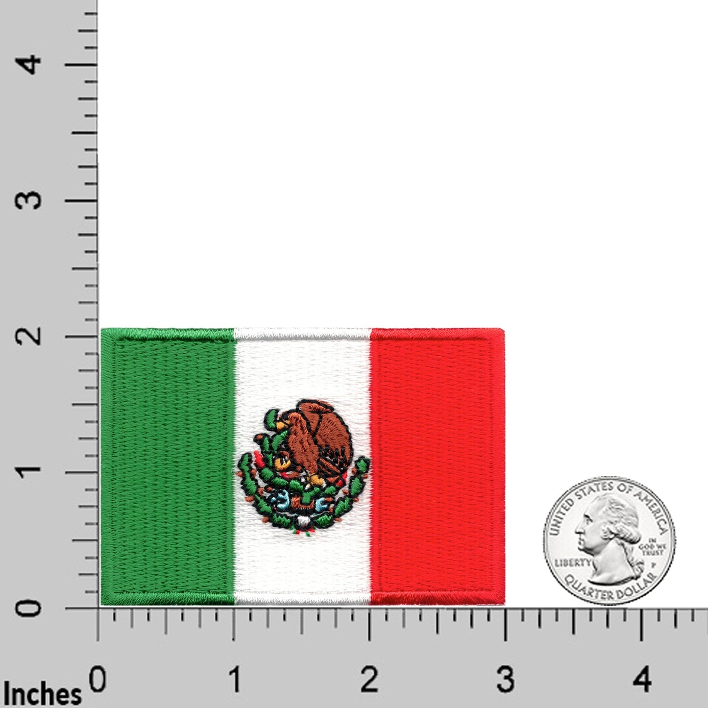 Mexican Flag Patches (2-Pack) Mexico Flag Embroidered Iron On Patch Appliques