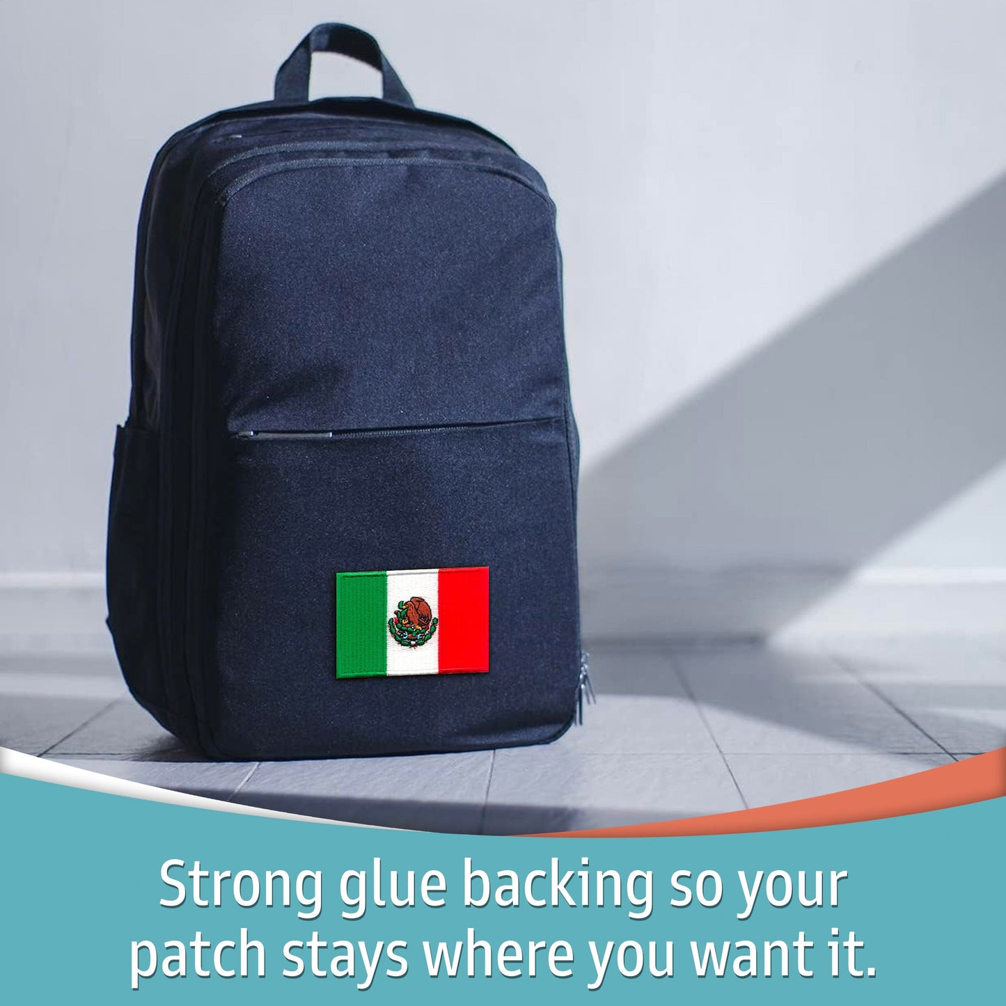 Mexican Flag Patches (2-Pack) Mexico Flag Embroidered Iron On Patch Appliques