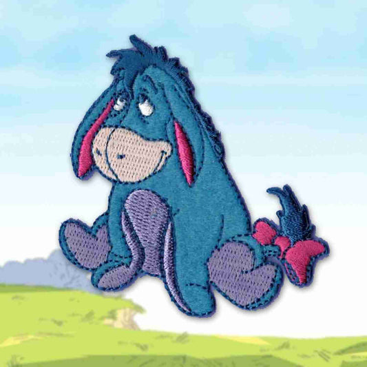 Winnie the Pooh's beloved Eeyore iron on patch.