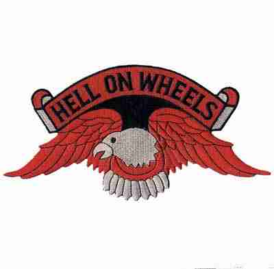 Hell on Wheels Orange Eagle Back Patch Iron On Patches embroidered patch.