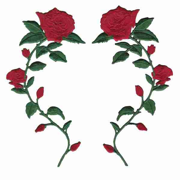 Patch Brodé Rose Rouge - À Coudre Ou à Repasser - Taille 6,3 X 7,6 Cm - Déco Vêtements, Sacs