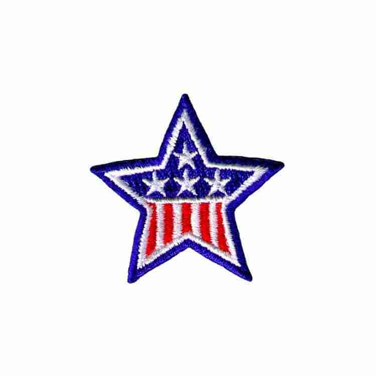 An american star embroidered on a white background.
