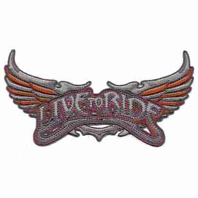 Live to Ride Winged Iron On Patch logo embroidered patch.
