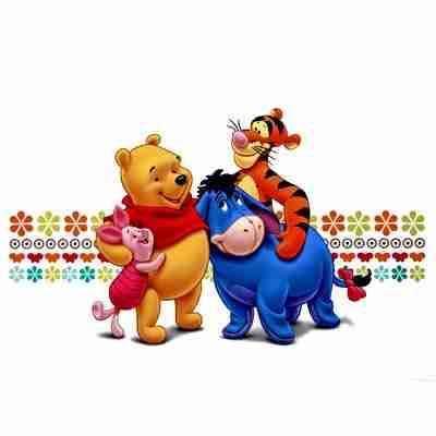 Disney Winnie the Pooh with Friends Iron on Transfer on a wall.