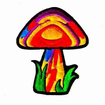 A Magic Mushroom (2-Pack) Iron On Patch on a white background.