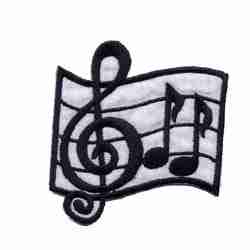 A black and white Music Staff Iron On Patch embroidered patch.