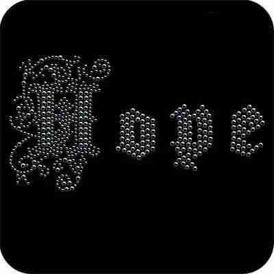 A black square with the Hope Hotfix Design Metallic Nailhead Iron On Applique on it.