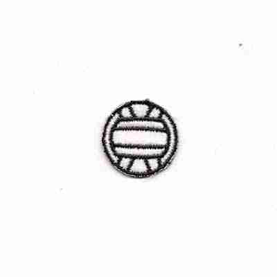 A black and white image of a Volleyball Patches (5-Pack) Sports Embroidered Iron On Patch Appliques on a white background.