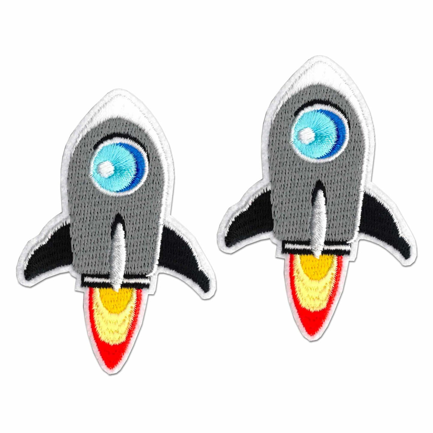 Rocket Ship (2-Pack) Embroidered Iron on Patch Applique