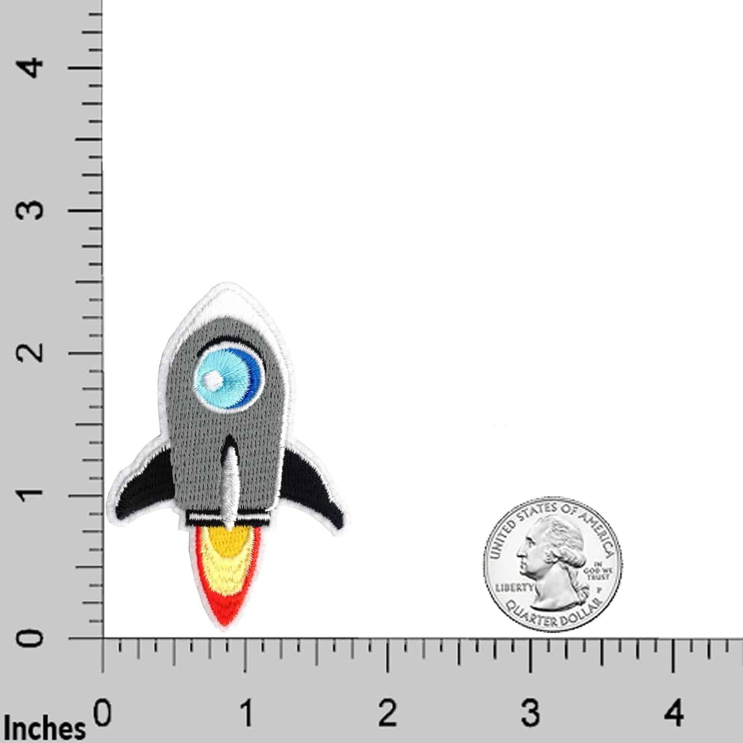 Rocket Ship (2-Pack) Embroidered Iron on Patch Applique