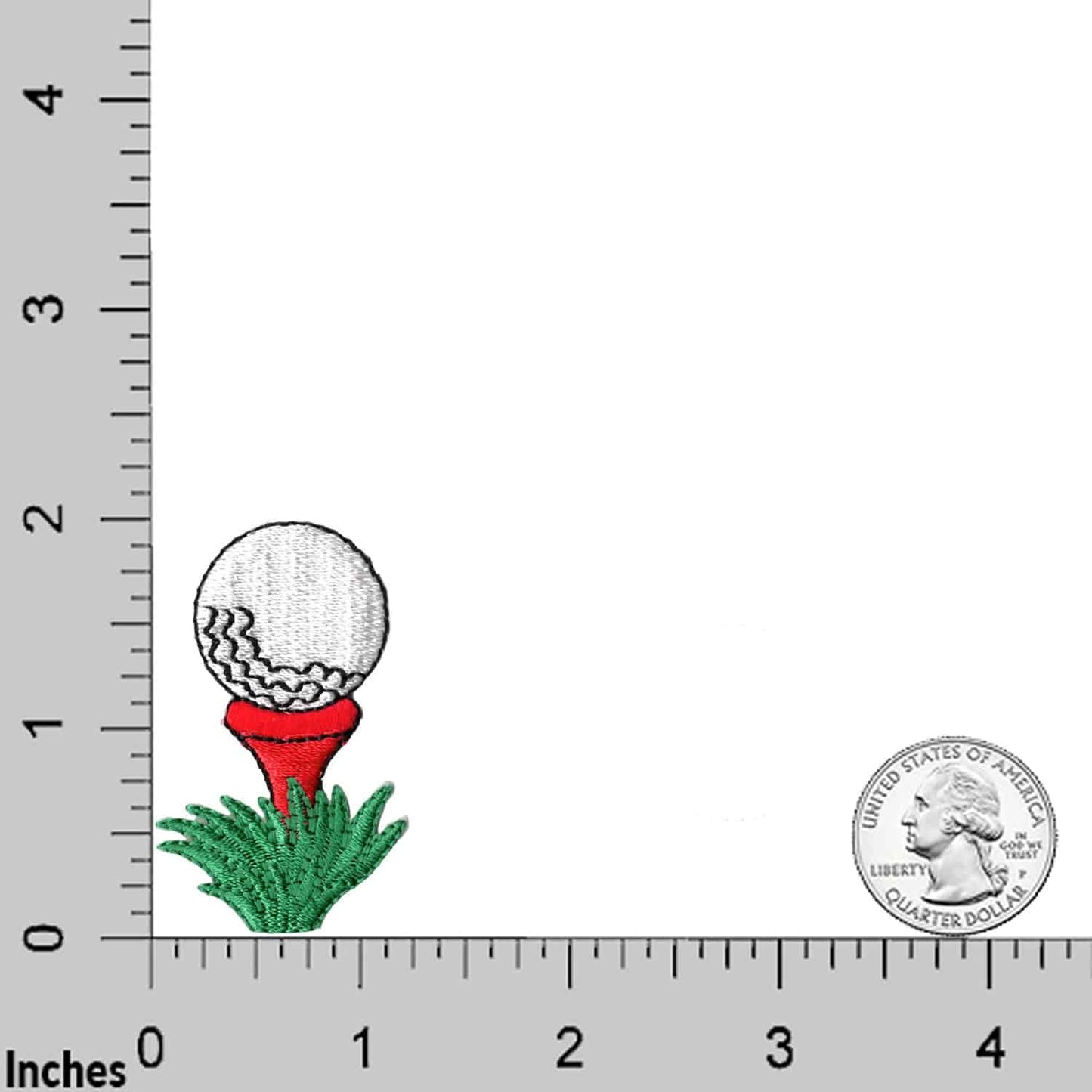 Golf Ball On Tee Patches (3-Pack) Golf Embroidered Iron On Patch Applique: Multiple Colors embroidery design.