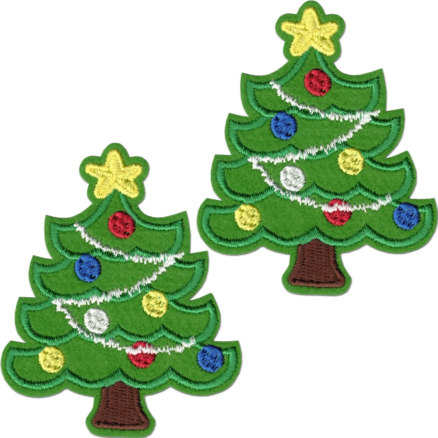 Christmas Tree Patches (2 Pack) Christmas Embroidered Iron On Patch Applique