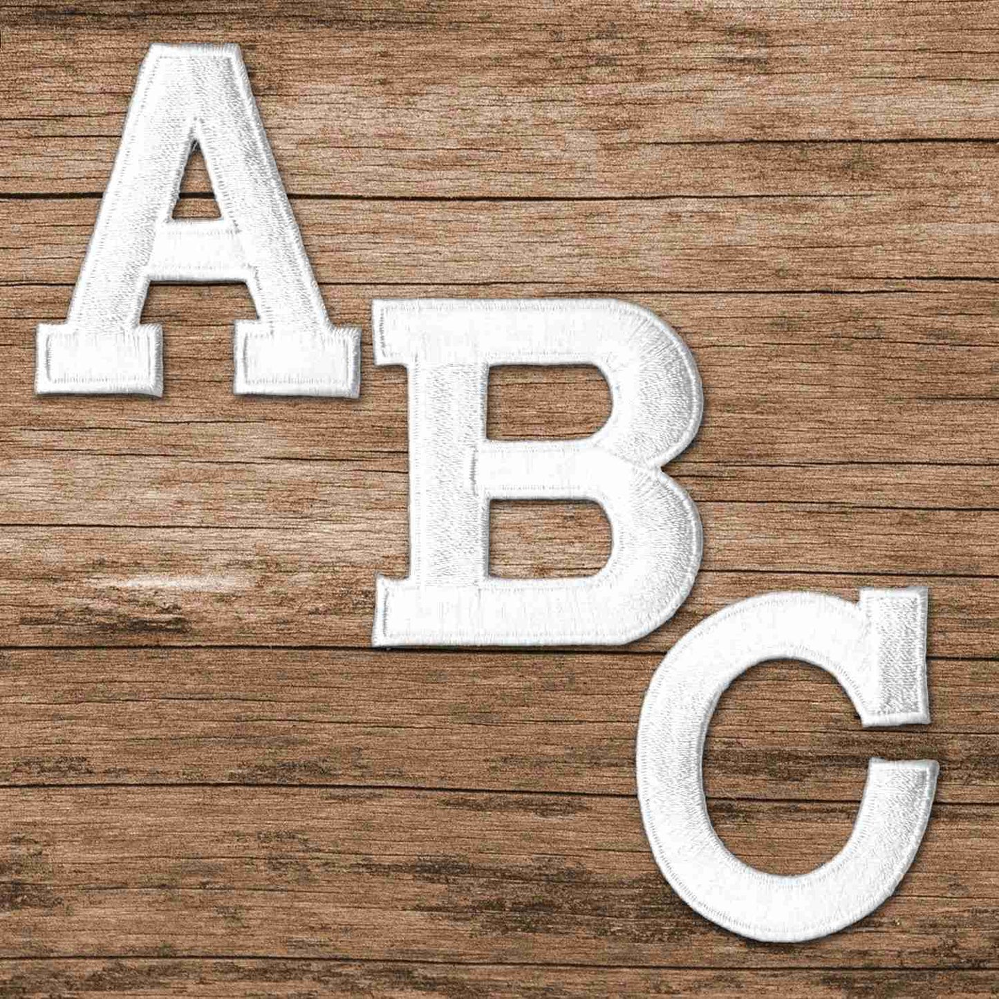 The Iron On Letter Patches, 2" Block Letters & Numbers a, b, c, d, e, f, g, h, i.