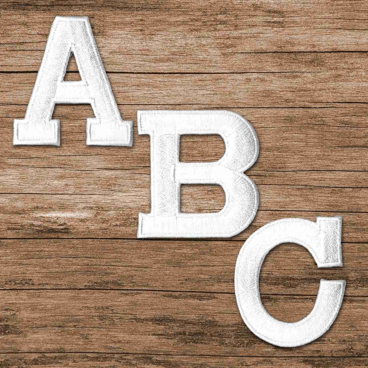 The Iron On Letter Patches, 2" Block Letters & Numbers a, b, c, d, e, f, g, h, i.